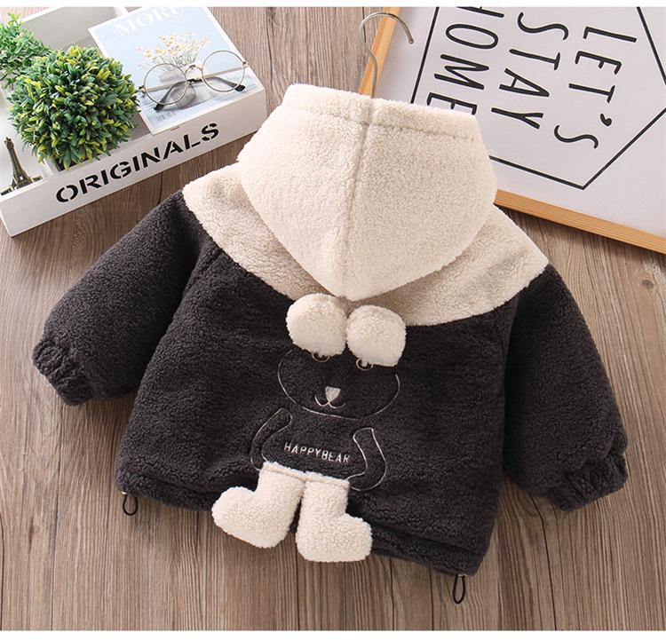 Boys' Cartoon Fleece Sweater with Velvet, Winter Three-Layer Quilted Jacket