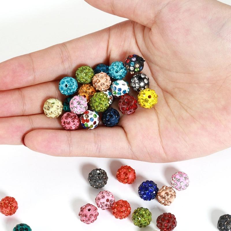 Set of 100 Assorted Color Craft Beads 10mm Disco Ball Clay Bead Jewelry Supplies