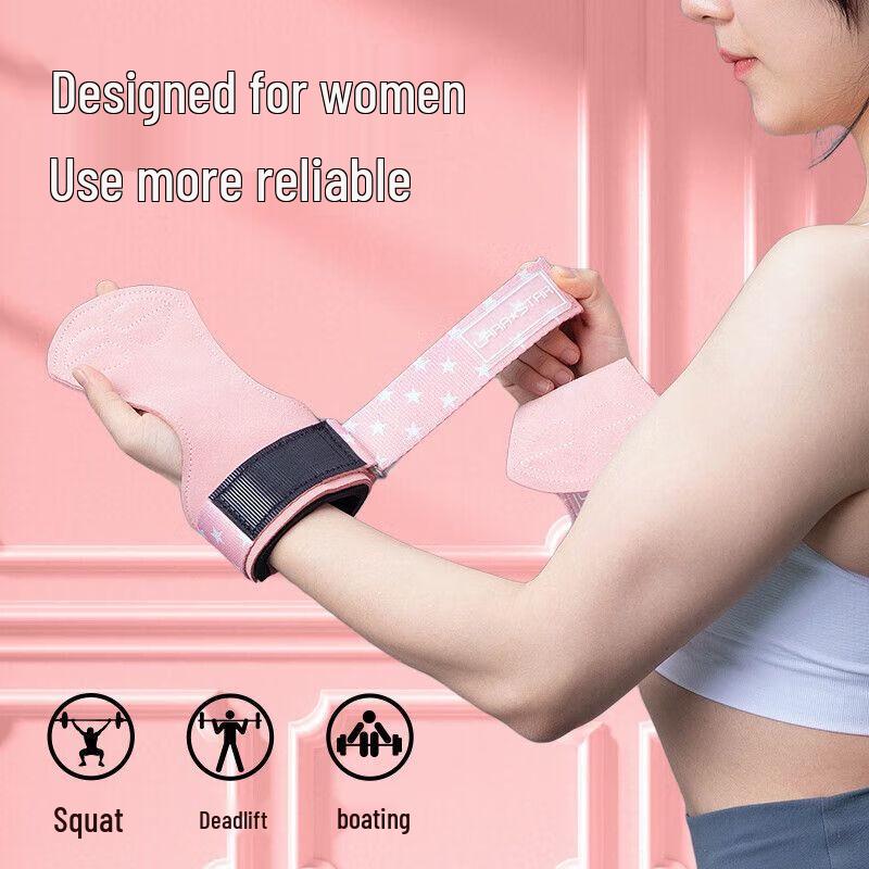 Qiuqiao Women's Cowhide Fitness Palm Grips with Wrist Support