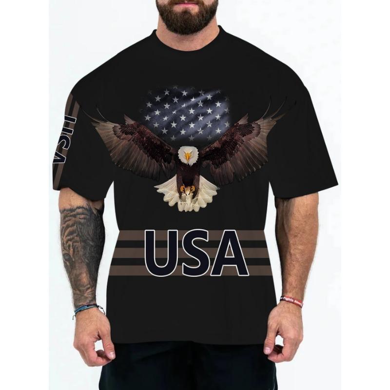 Summer Round Neck 3D Animal Patterns Print Top Fashionable Casual Short Sleeved Men's T-shirts