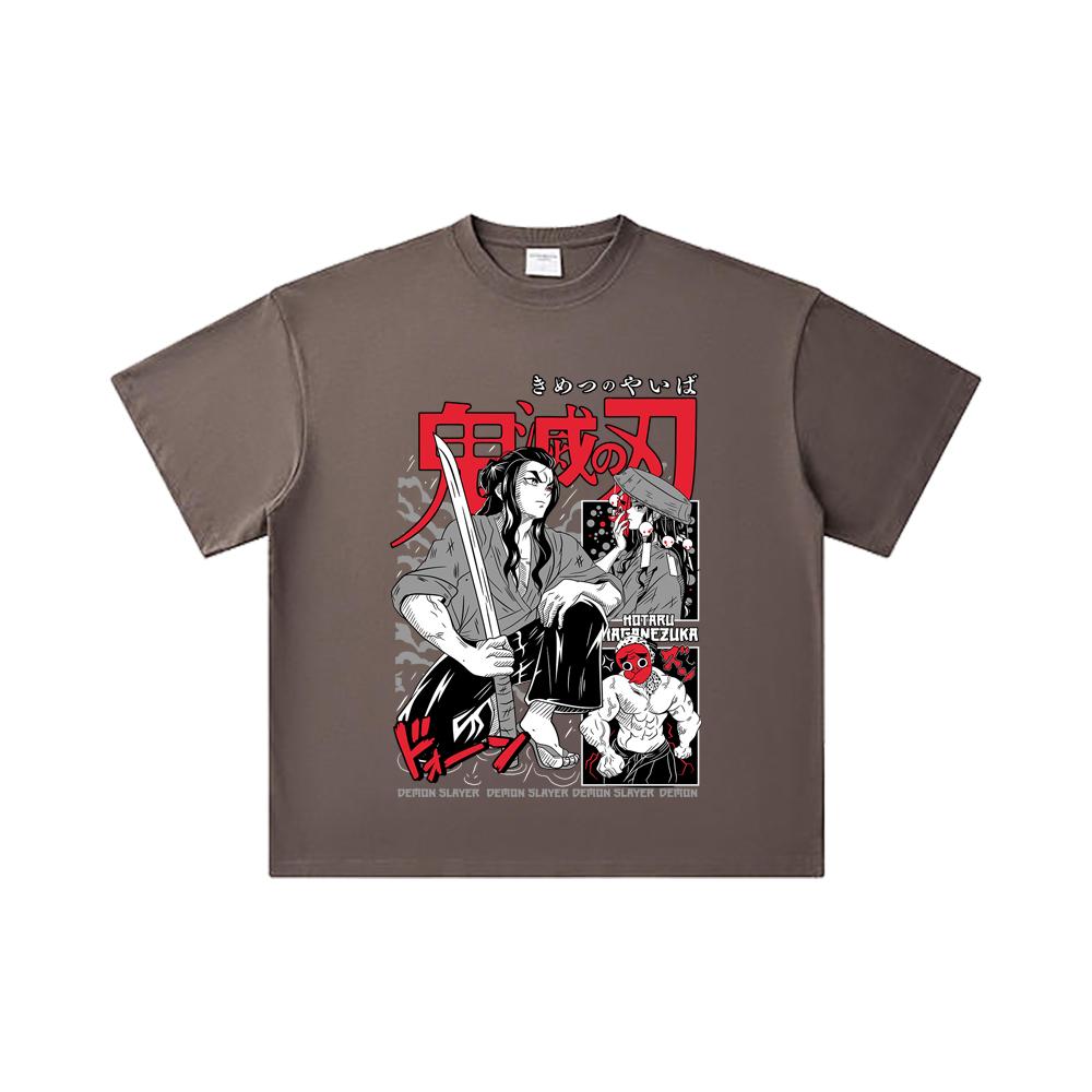 260 GSM Doppelgarn 32er Zählart 100% Baumwolle Demon Slayer V94 Haganezuka Druck Unisex Schweres Baumwoll-T-Shirt