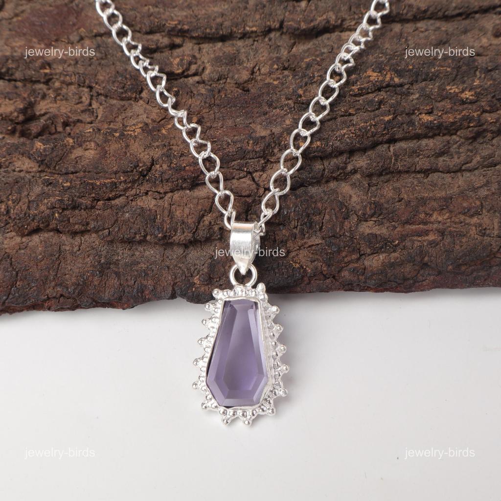 Coffin Iolite Gemstone 925 Silver Wedding Gift Anniversary Boho Pendant Jewelry PP-54-4