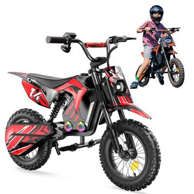 A14 Kids ELECTRIC DIRT BIKE 14 Inch 500W Motor 36V5.2Ah Battery 20-22km Range Shock Absorption, Bluetooth LED Lights