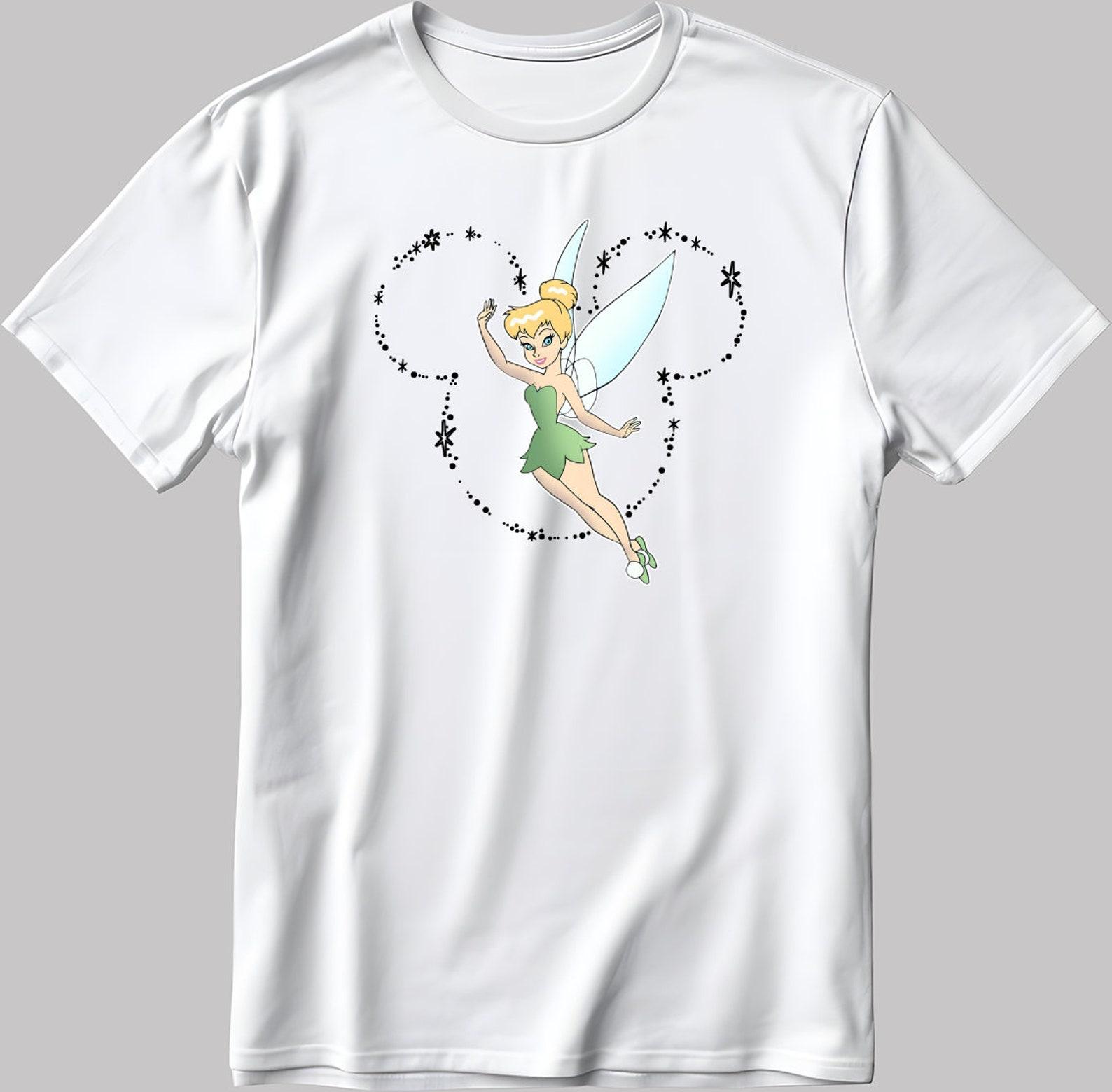 Tinkerbell Mickey Mouse Head Short Sleeve White-Black Men s / Women s T-Shirt J018 4XL