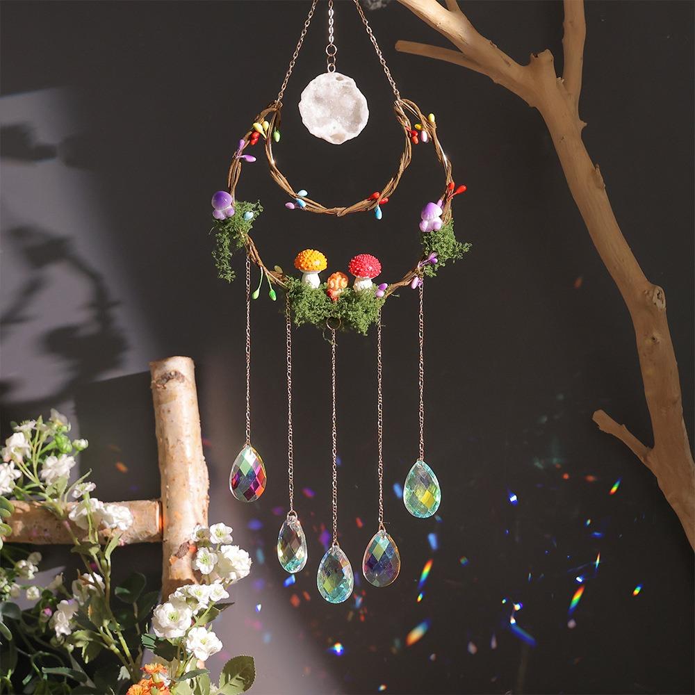 Factory Price Charm Natural Crystal Wind Chime Healing Wind Chime Hanging Ornament Car Decoration Easter Day Gift Sun Catchers
