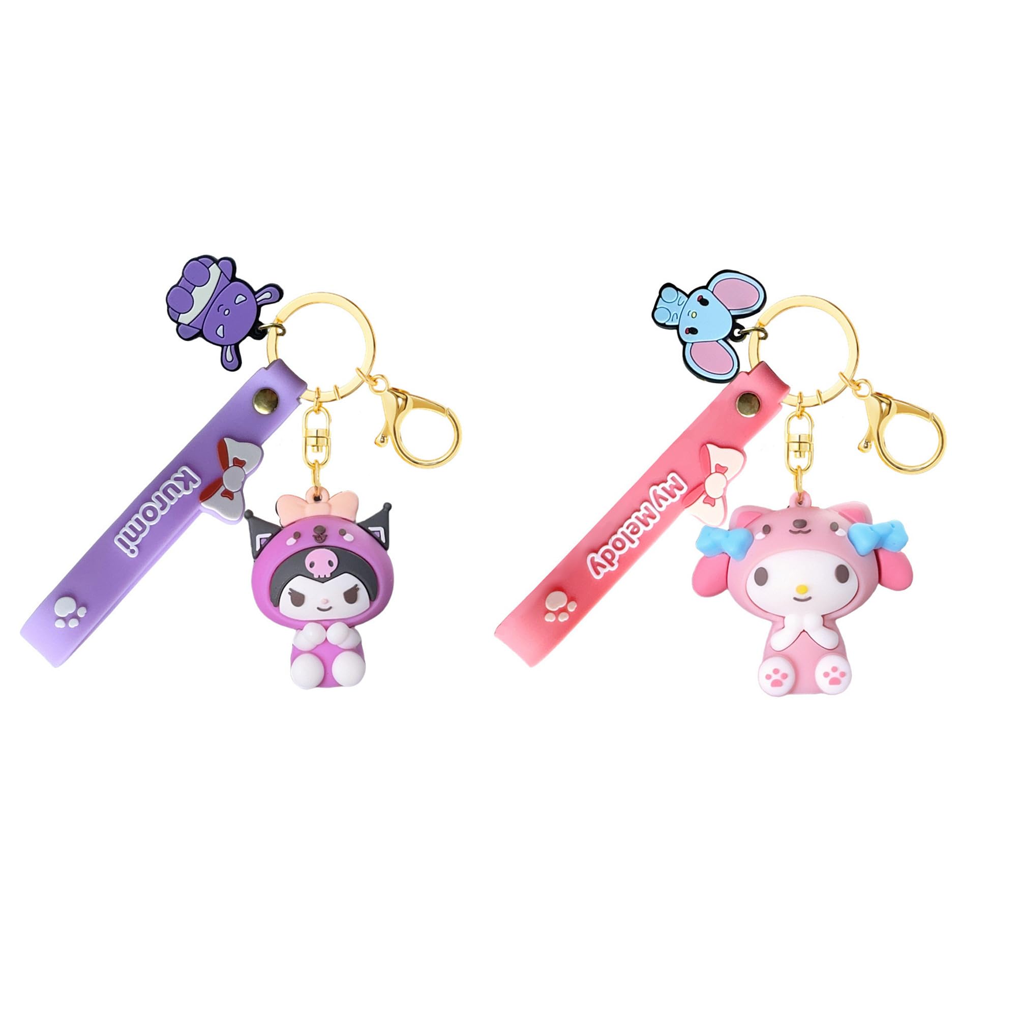

Keychain Idea Bag Strap Accessory Gift Character with Hat Pink Character with [AAGWW] 2-Piece (Purple + Hat)