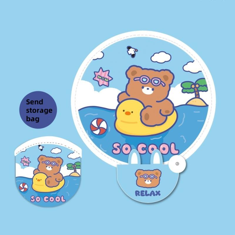 Niedlicher Cartoon Capybara Faltfächer Tragbarer Kleiner Fächer mit Griff Fächer Sommer Erfrischend Outdoor Mini Runder Fächer Studentengeschenk