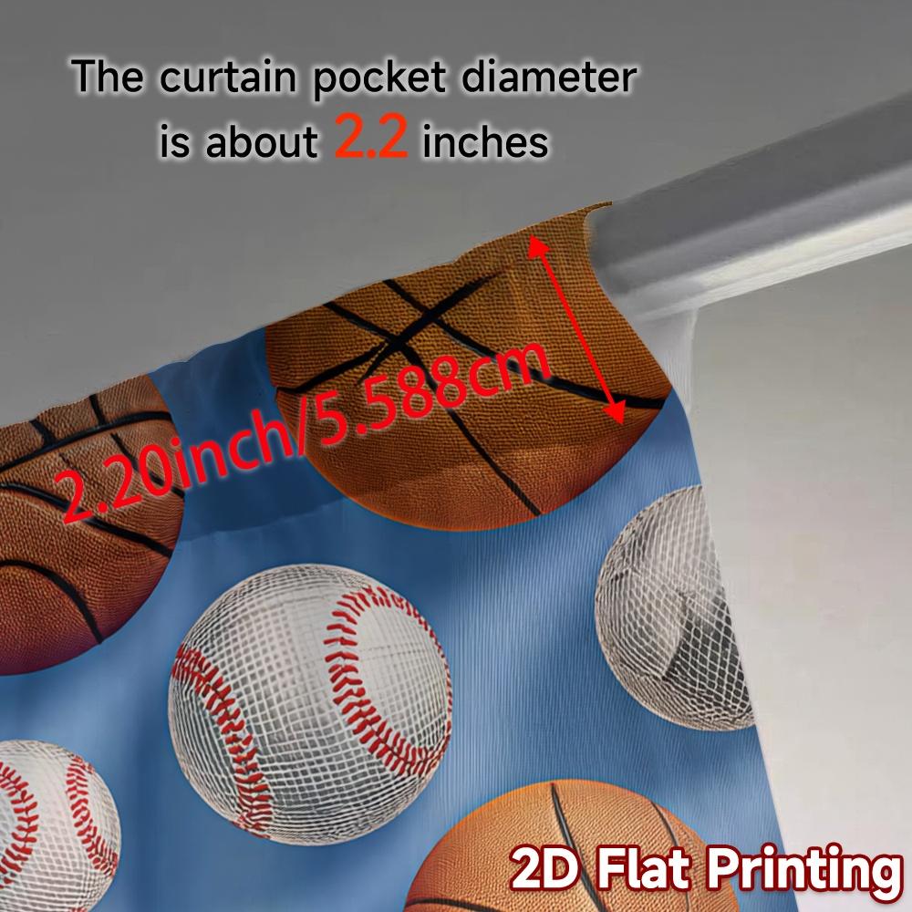 2D Flat Printing  JIT 2pcs   Curtains (Without Rod) Ball Parade Pattern Modern Curtains Versatile Polyester Fabric Curtains Room