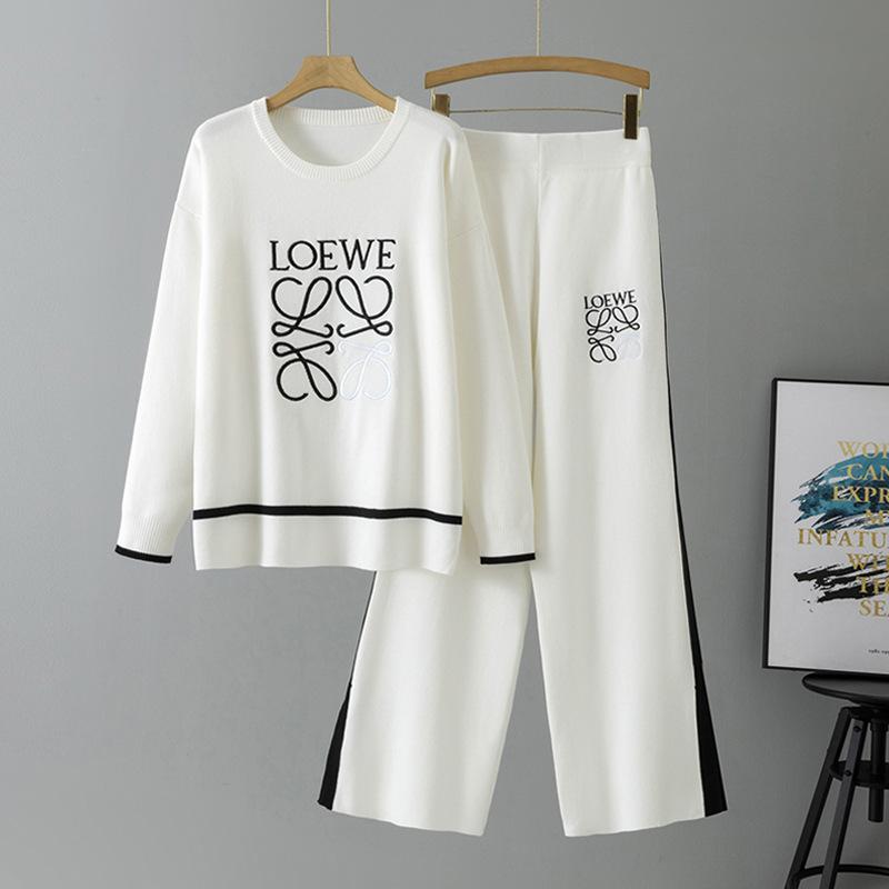YYFS Damenmode Freizeit Frühling Herbst Langarm Rundhals Hosenanzug Size: One Size weiß