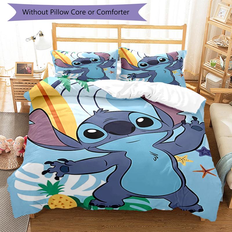 3pcs Stitch Bedding Set Duvet Cover Closure Includes 1 Duvet Cover & 2 Pillowcases, Soft and Comfortable for All Seasons.