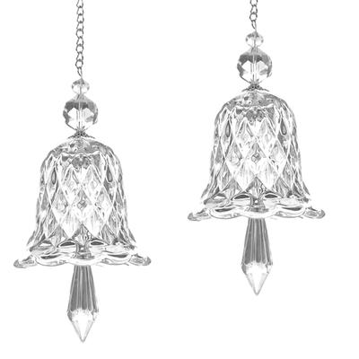 2Pcs Sparkling Crystal Wind Chimes for Christmas Decoration Glass Bells Hanging Suncatchers for Window Room Car Decors
