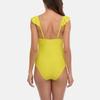 CHARMLEAKS Ruffle One Piece Swimsuits for Women Solid V Neck Ruched High Cut Leg Monokini Bathing Suits Swimwear