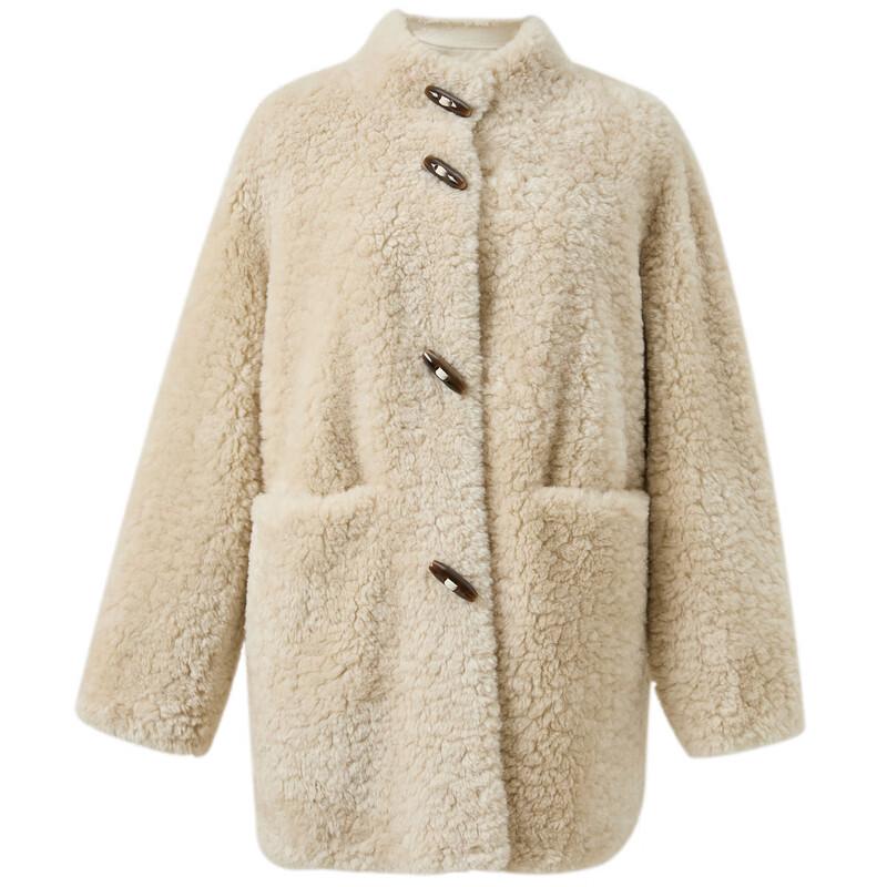 Sancai Song Yi Style Machine Washable Faux Fur Coat with Toggle Buttons