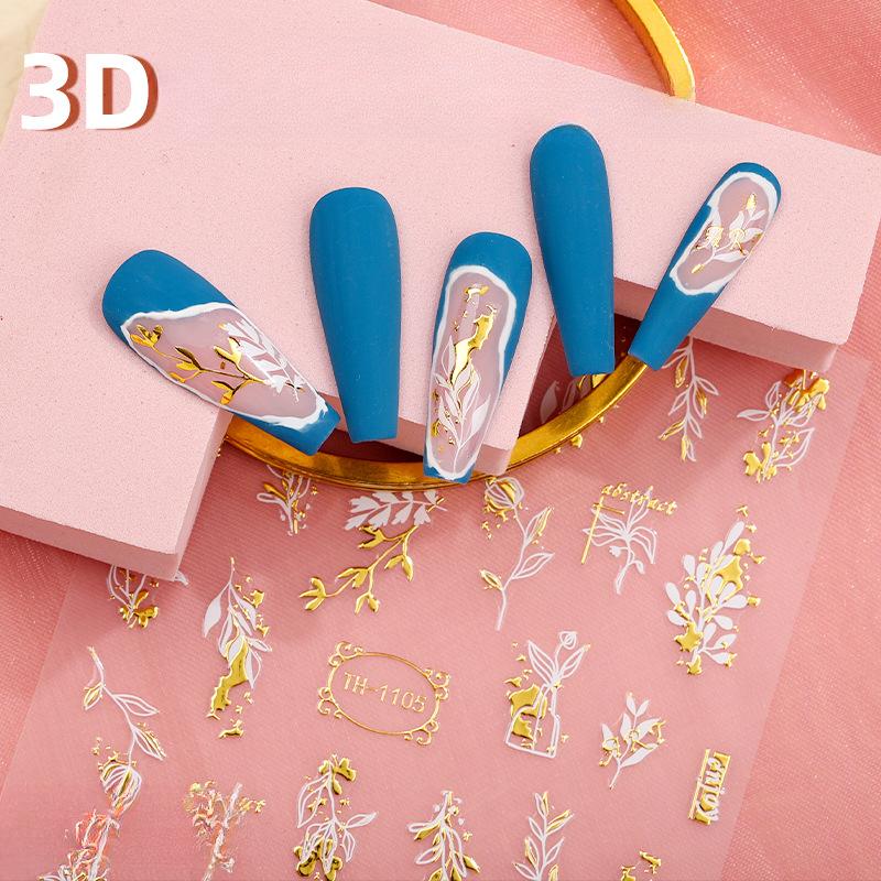 Hot Stamping Nail Stickers, Waterproof, Laser Design, DIY Nail Stickers, Nail Decoration, Nail Stickers, Party Decoration