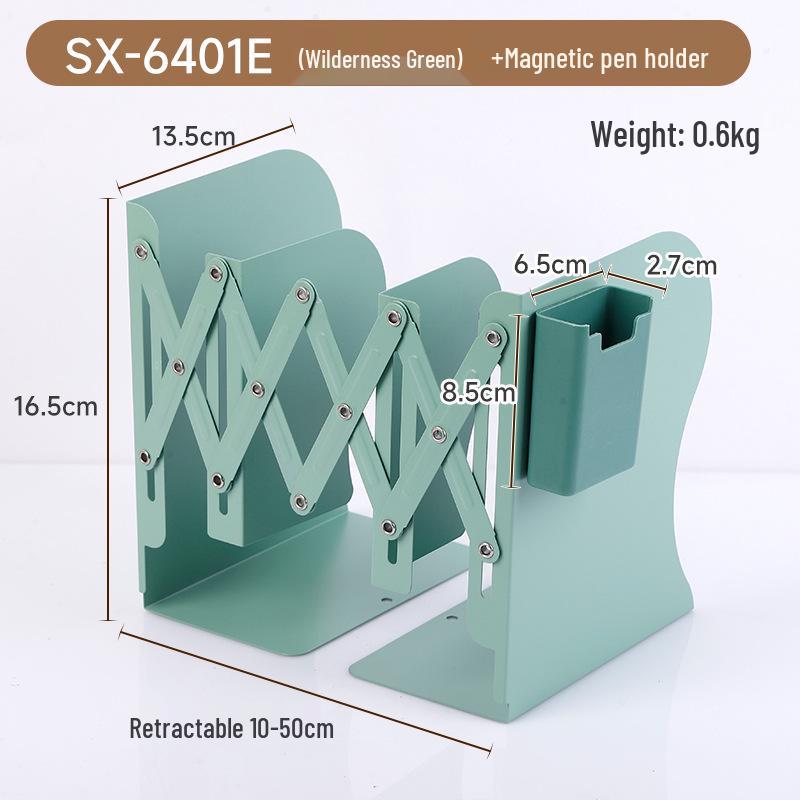 Magnetic Retractable Book Stand with Pen Holder - Desktop Bookcase Divider and Folding Fixer.