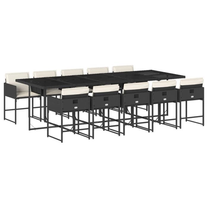 VidaXL Ensemble à manger de jardin 11 pcs coussins noir résine tressée 3278057
