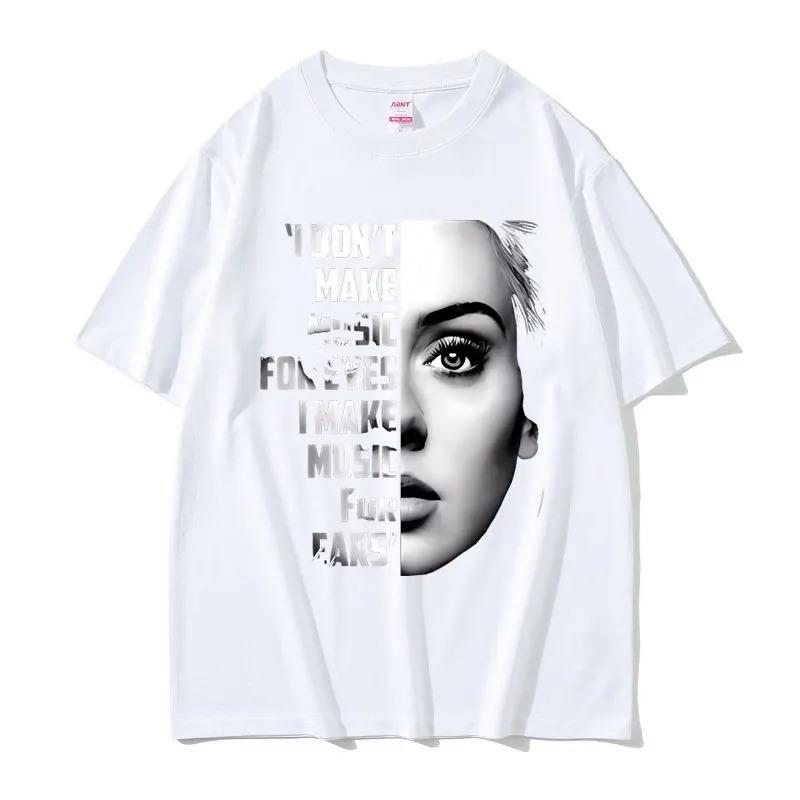 

Adele I Don t Make Music For Ears Quote Graphic T-Shirt, Unisex Black & White Portrait Tee, 100% Cotton Casual Streetwear Top M синій