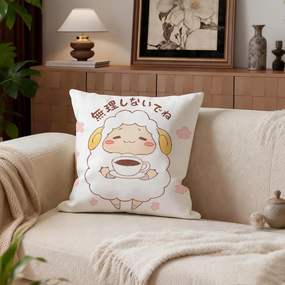 Cute Wataame Sheep Cushion Cover Cushion Cover Set 4Pcs 50x50 45x45 40x40 Pillowcase Decorative Sofa Home Decor
