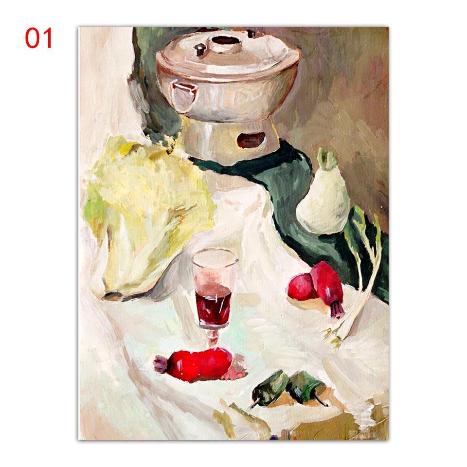 Abstract Oil Painting Hot Pot Food Nordic Style Wall Art Canvas Print Painting Modern Living Room Decor Picture No Frame