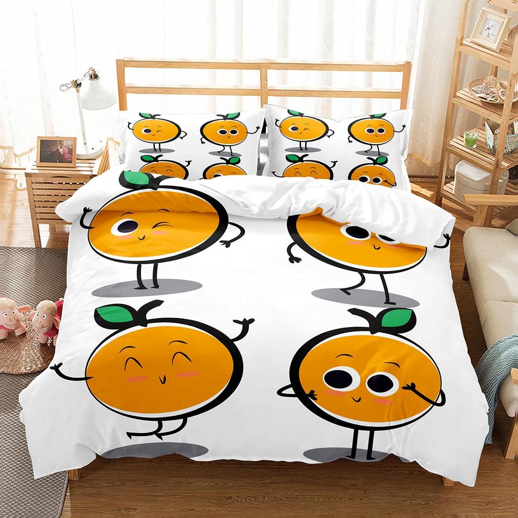 Cartoon Fruit King Queen Duvet Cover Cute Vegetables Pattern Bedding Set Colorful Food Quilt Cover Polyester Comforter Cover
