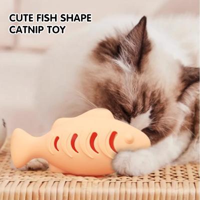 Siliconen Snoepuitgevende Vis Tanden Poetsen Zelfspelend Verveling Verlichten Kattenhengel Kitten Kauwbestendig Kiezen Interactief Speelgoed