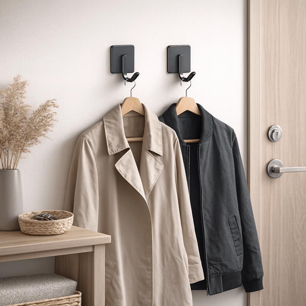 6pcs/set Waterproof Self Adhesive Hooks No Drill Towel Rack Durable Key Holder Toliet