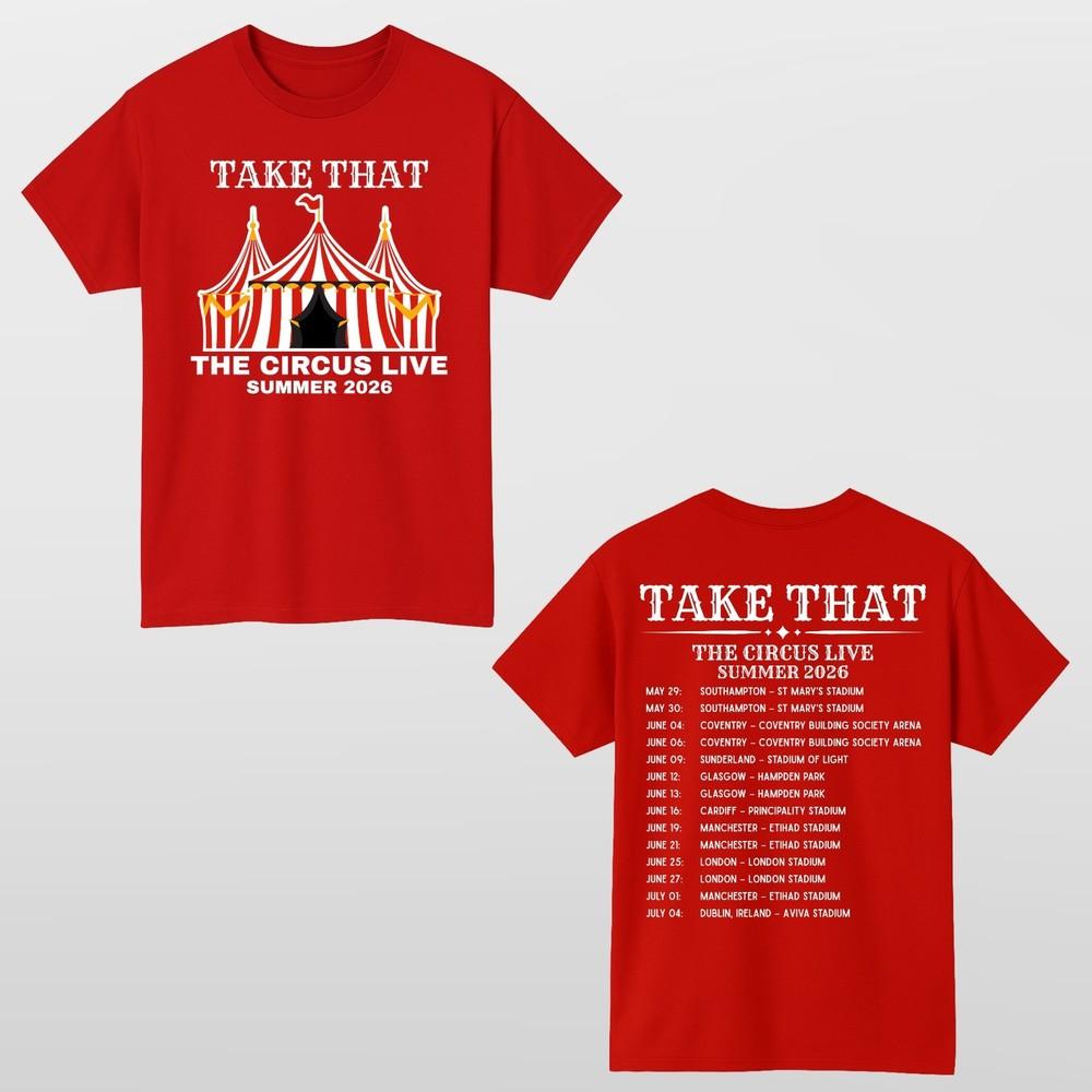 Take That The Circus Live Tour 2026 Inspired 2 Sided Unisex Music Fan TShirt S