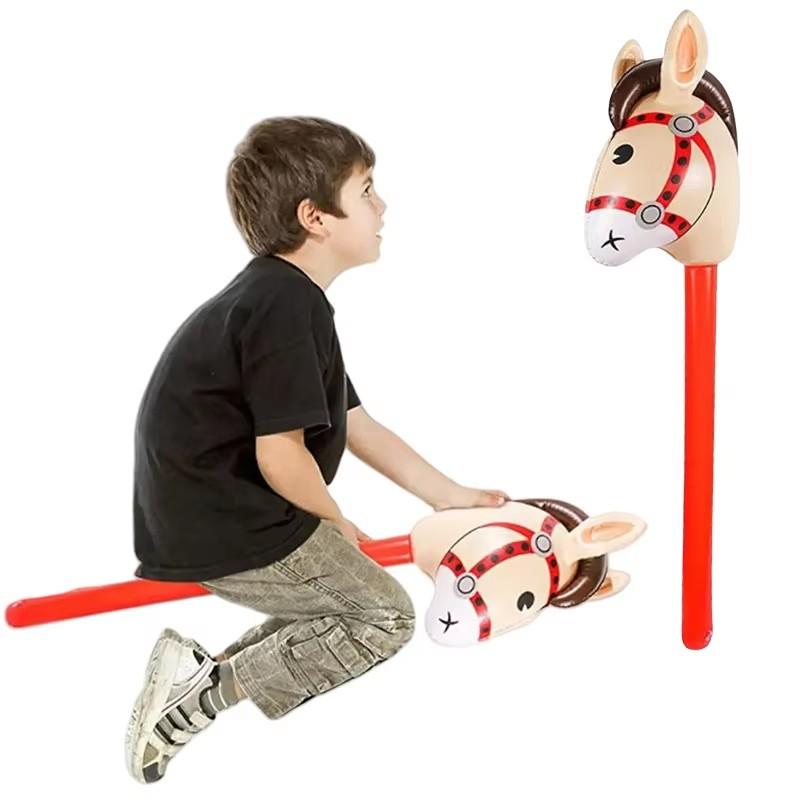 1-3pcs Inflatable Horsehead Stick Inflatable Balloon Cowboy Cowgirl Farm Animal Theme Birthday Party Decoration Children's Toys