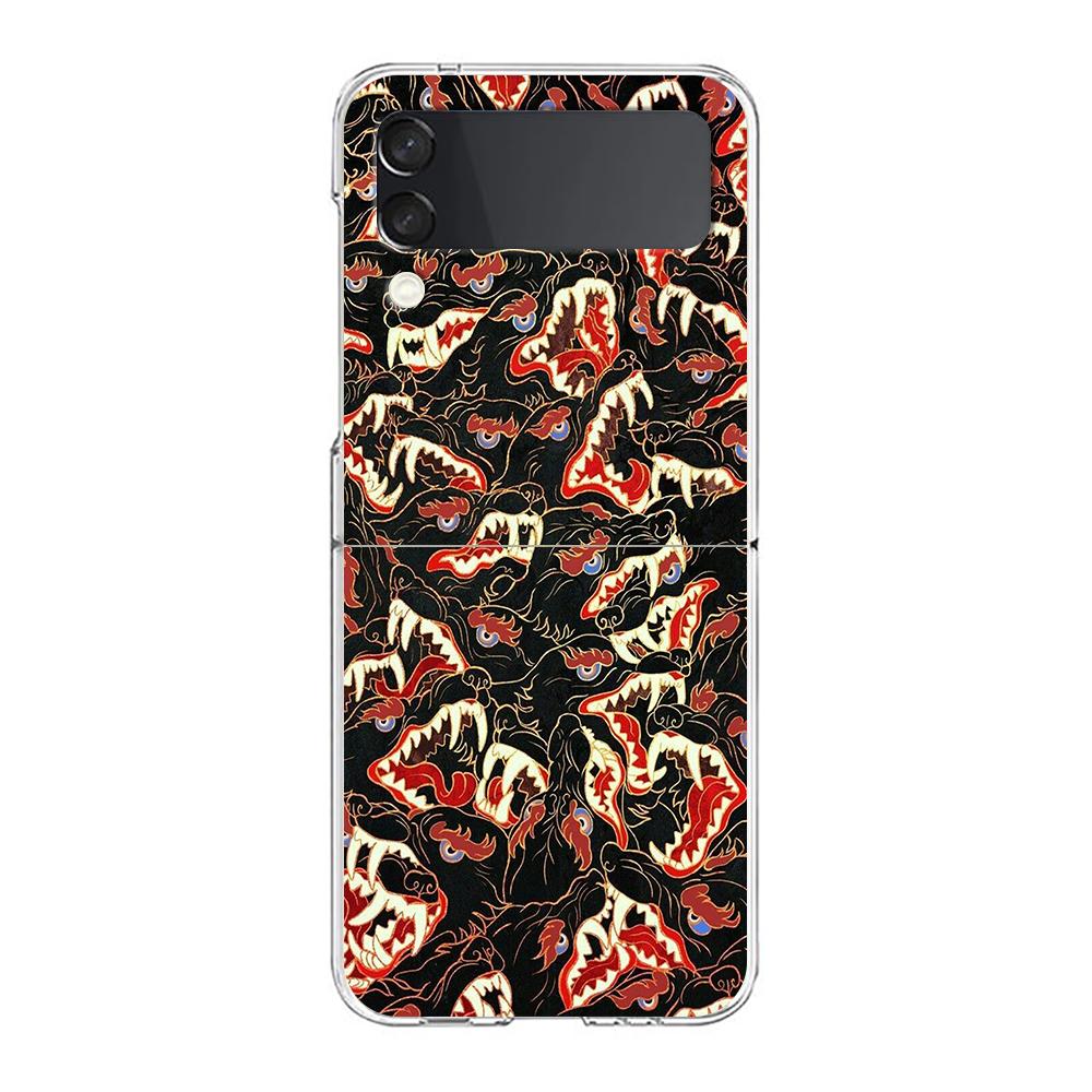 Phone Cover For Samsung Galaxy Z Flip 6 5 4 Case Transparent For Samsung Z Flip 3 Hard PC Foldable Shell The Eye Of Cthulhu Bags