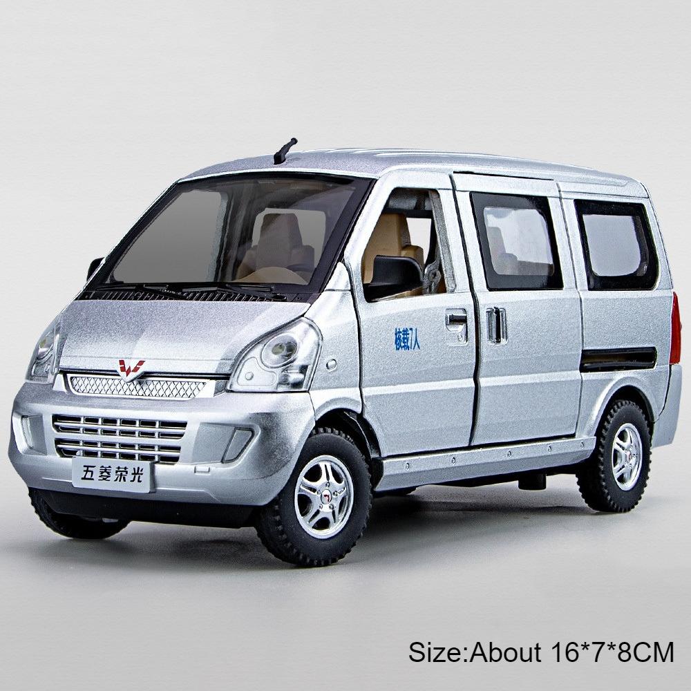 1:24 Scale Wuling Rongguang Car Model Toys Metal Diecast Van Pull Back Sound Light Barbecue Truck Models Boys Ornament Gifts