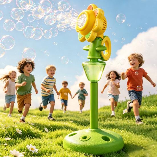 Automatic Torch Bubble Machine with LED Lights Adjustable Height Bubble Maker Rechargeable Automatic Blower for Outdoor Weddings Parties