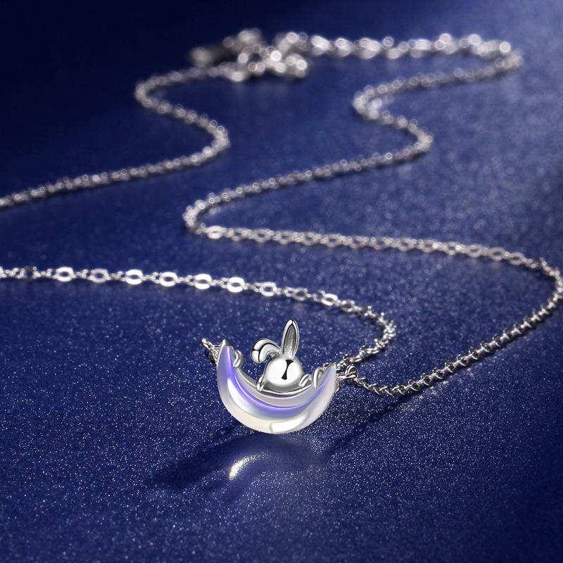 Xingyue Cute Rabbit Necklace Female Original Niche Design Guochao Mori Pendant Moonstone Rabbit Jewelry Accessories