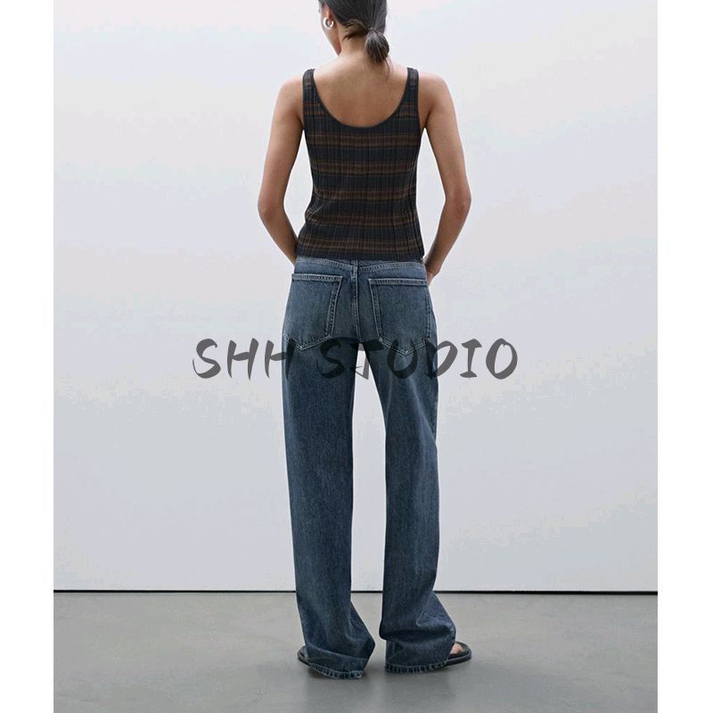 MD Spring/Summer New Women's Clothing Stripes Comfortable Cotton Stripes Knitting U-Collar Tank Top Sleeveless T-shirt 5670706