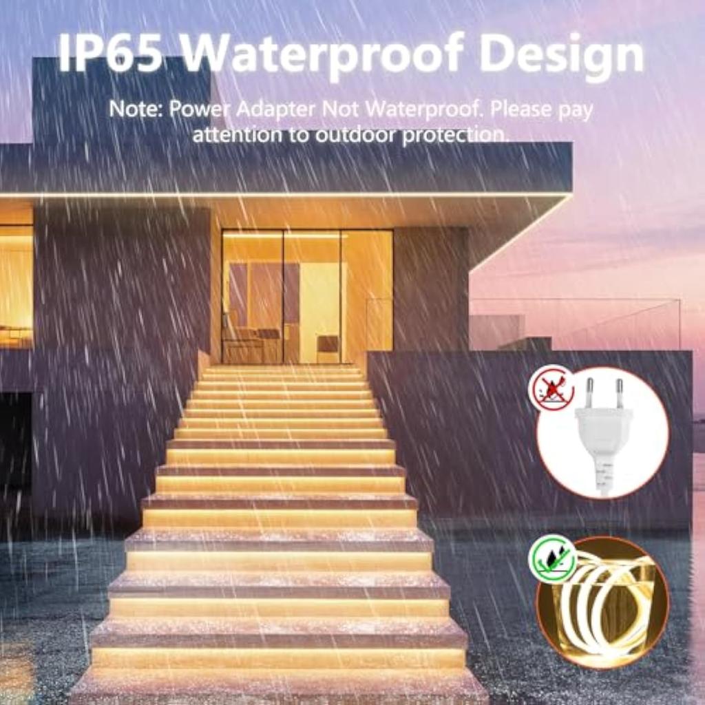 COB Neon LED Strip Silicone Outdoor Waterproof IP65  LED Strip Light 1M-10M LEDs Neon Strip Lights  220 V Flexible Light Strip with EU Power Supply