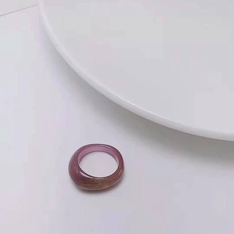 Sada prstenů z pryskyřice a acetátu v mixu barev, kulatý a čtvercový, pro ženy