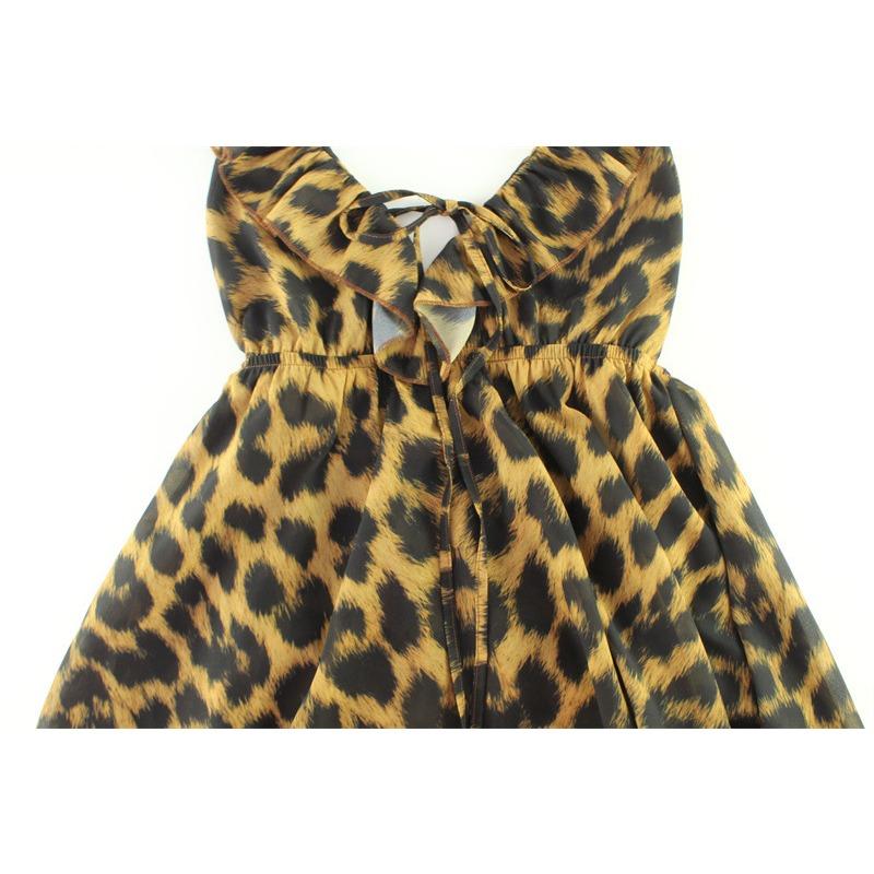 Personality Street Style Summer Fashion Trend Leopard Print Lace-up Halter Sexy Halter Dress