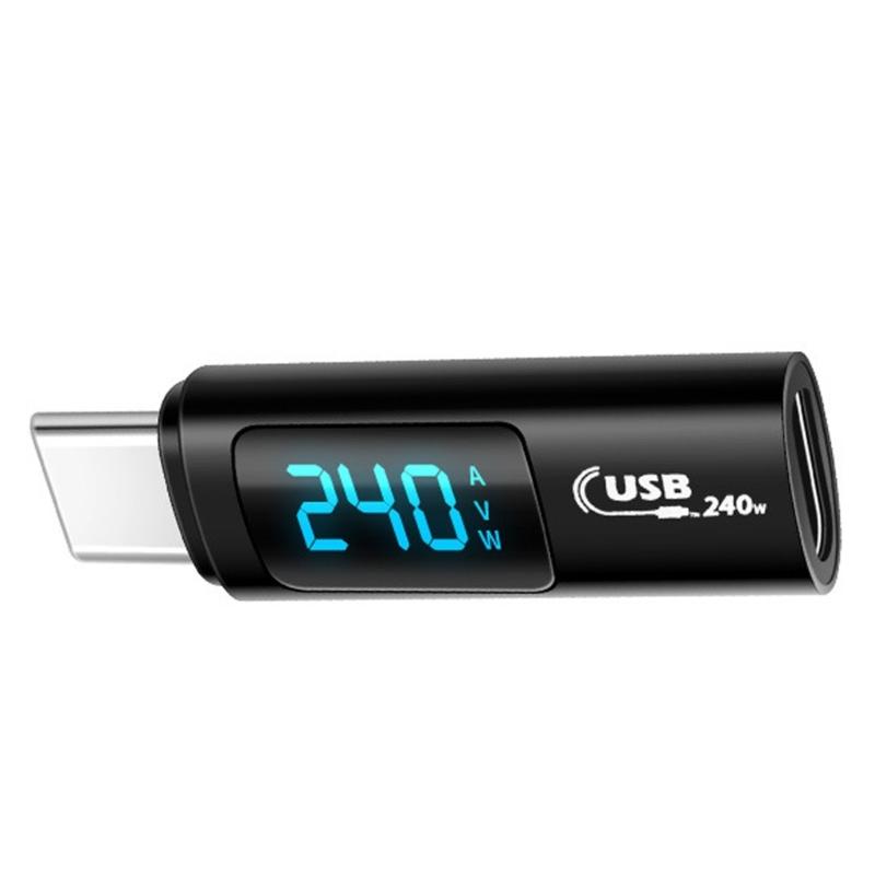 

Type C Male to Female Power Testing Tool 240W Type C Adapter Power Meter Tester with LED Display for laptop Phone чорний