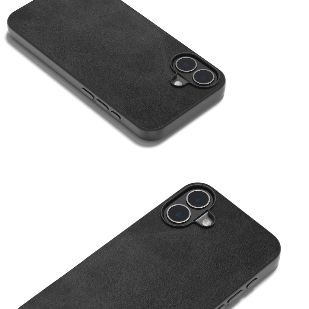 For iPhone 16 Plus Case Cowhide Texture PU+TPU+PC Protective Phone Cover