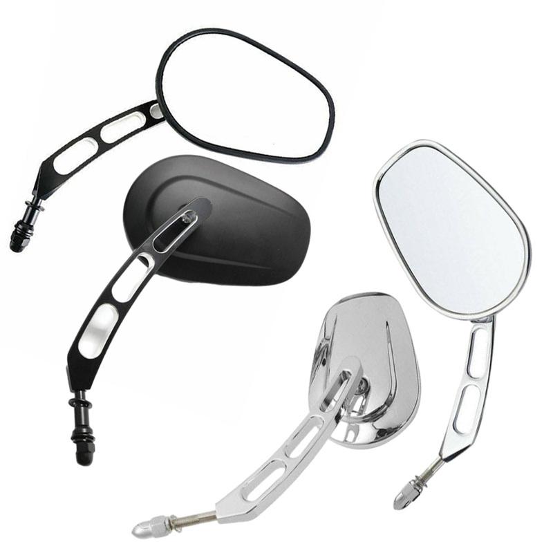 Pair Chrome Motorcycle Universal 8mm Rear View Side Mirrors For Harley-Davidson Street Glide Road King Fatboy