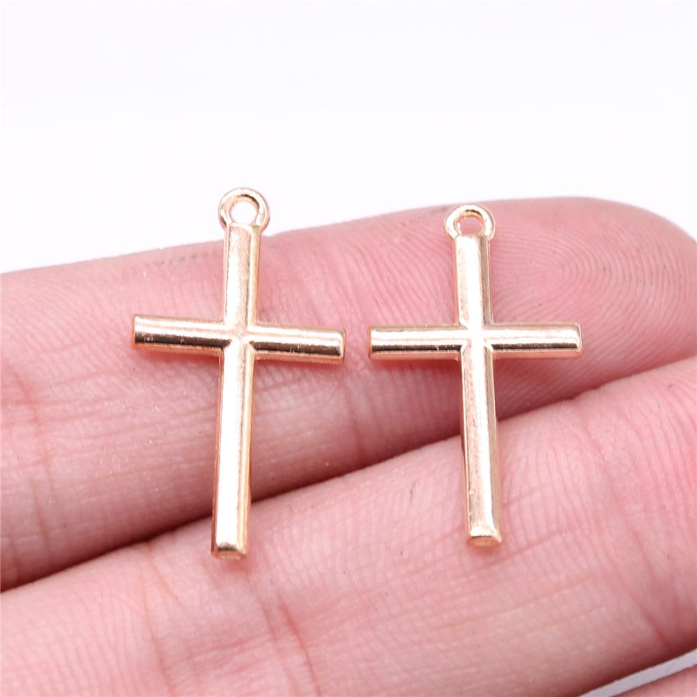 20pcs Cross Charms Handmade Pendant Making Fit Vintage Tibetan Bronze Silver Color DIY For Bracelet Necklace