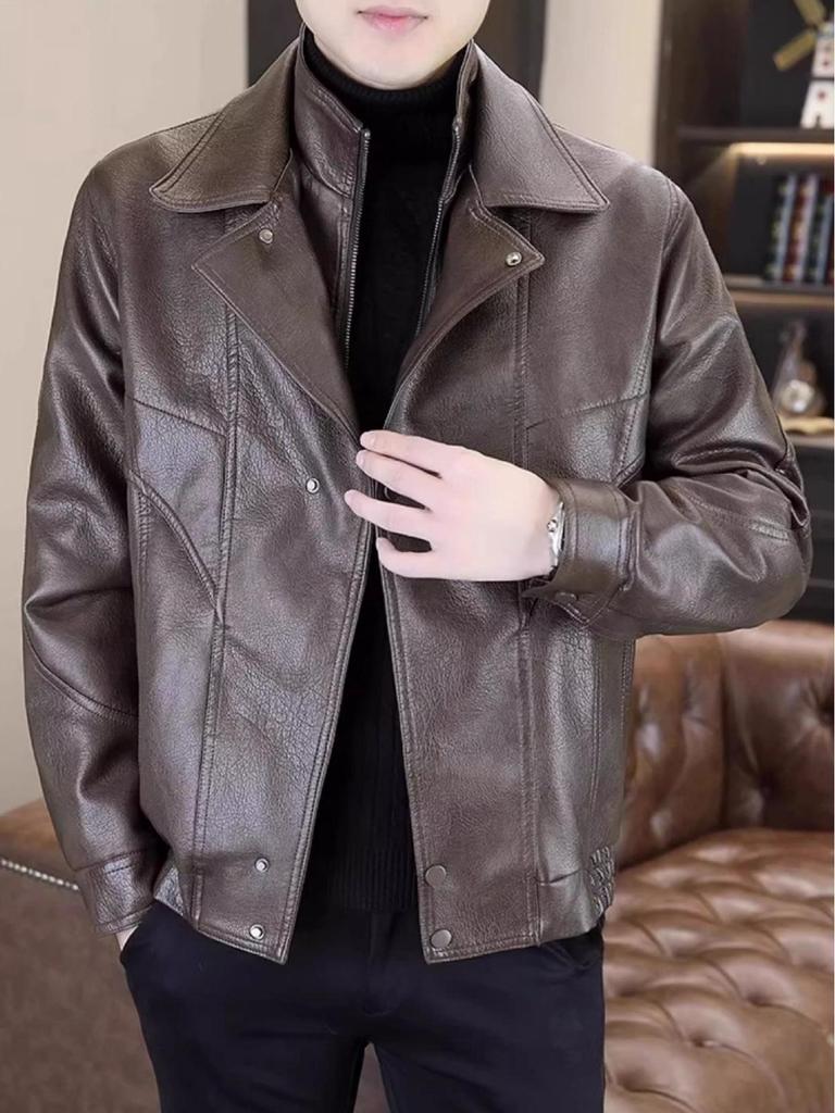 Men's Casual PU Leather Jacket - Trendy, Versatile, and Loose Fit for Autumn and Winter