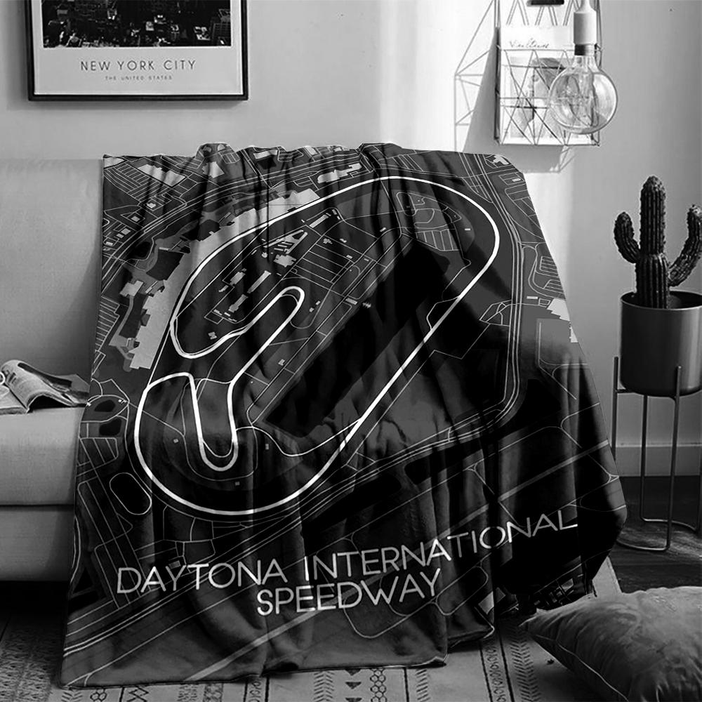 Daytona Speedway Map Design Flannel blanket for bedroom, living room, sofa, and nap