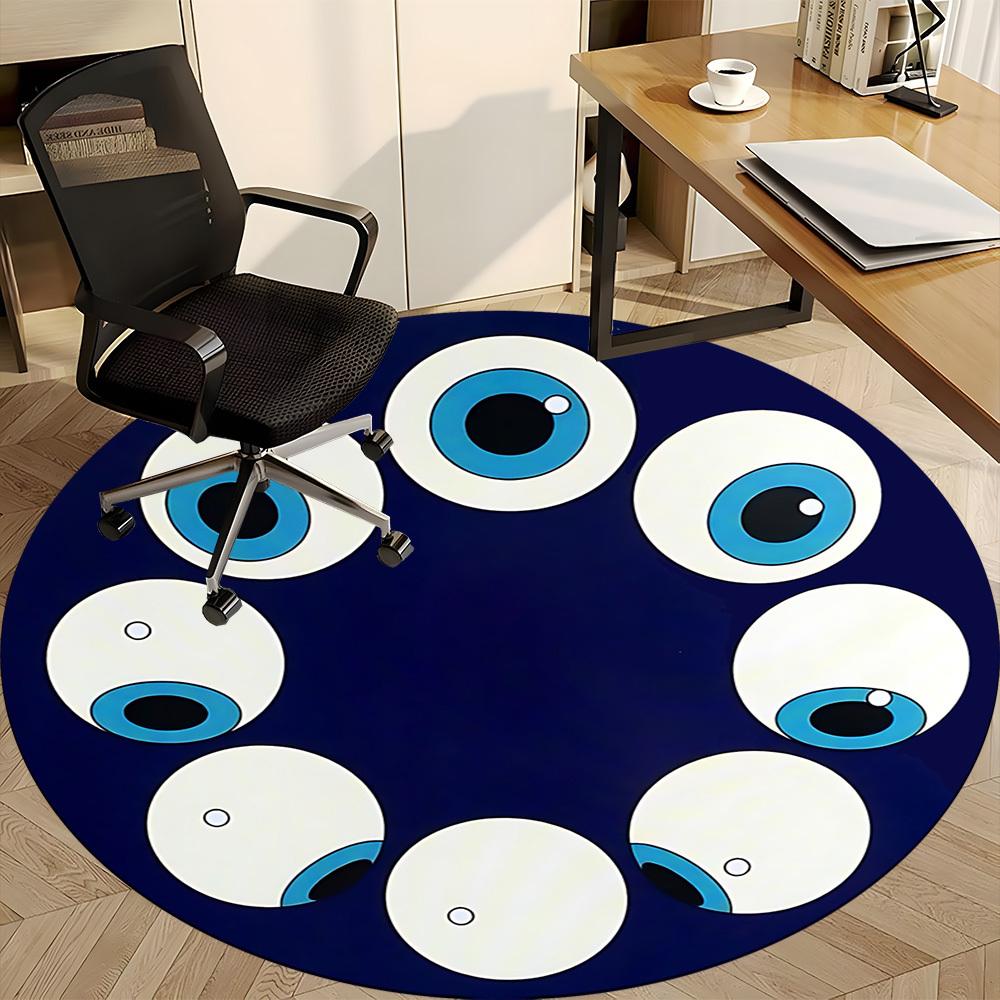 1pc Eyes Circle Office Round Area Rug, Under Office Chairs Bedroom Living Room Home Decor, Room Deco, Available In Various Sizes