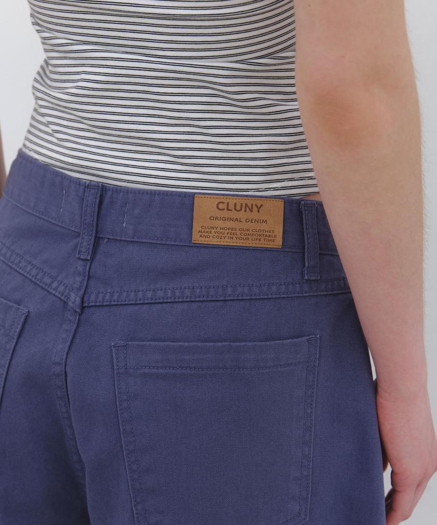 CLUNY Volume Curved Wide Cotton Pants - Blue