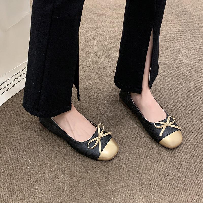 

Doudou shoes new autumn retro gentle temperament fairy one foot soft flat bottom shallow mouth single shoes 40 чёрный