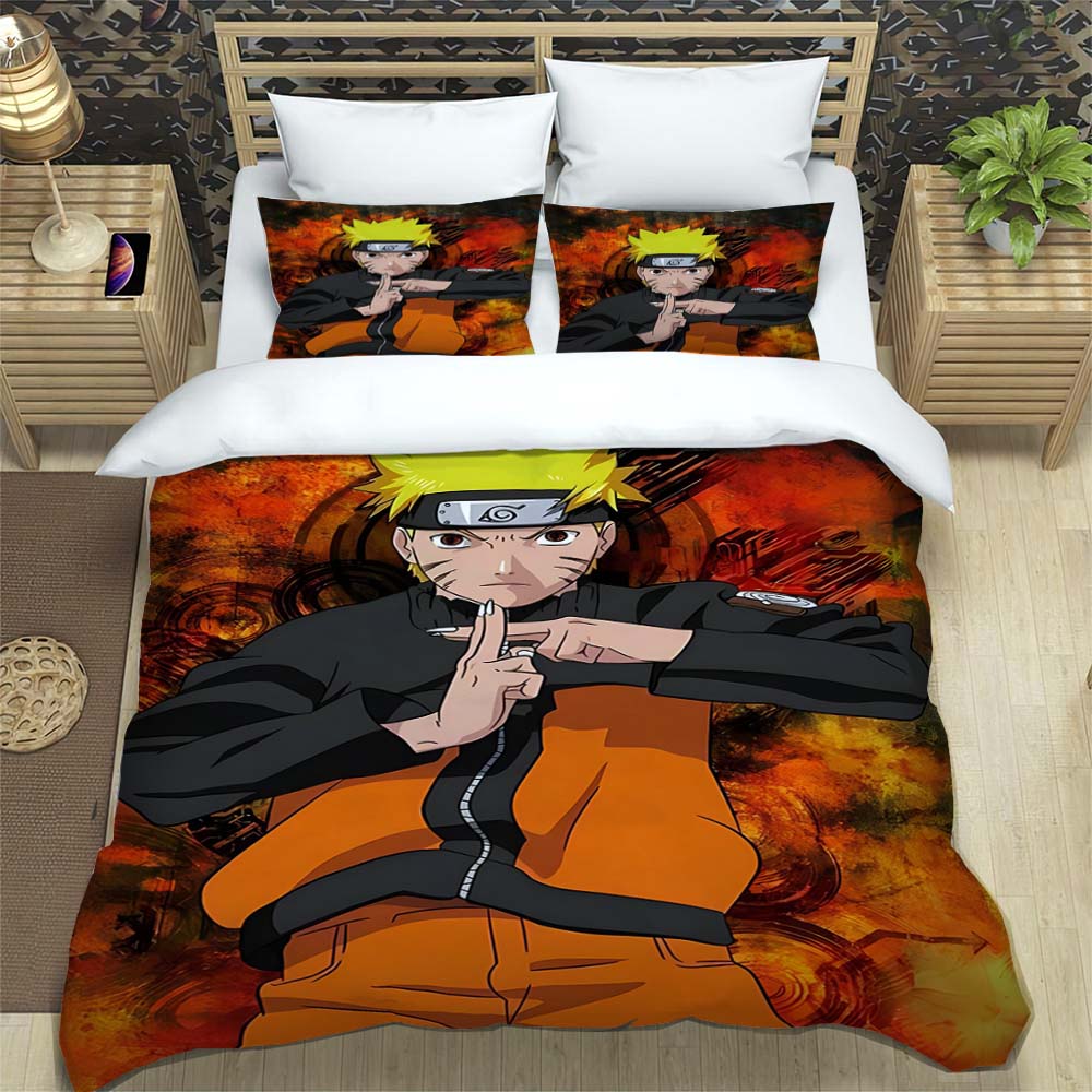 Naruto Pattern Quilt Cover With Pillowcases 3D Digital Printed Bedding Set Twin Full Queen King Children'S Gift