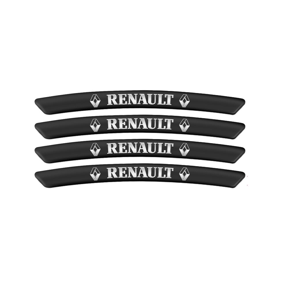 4pcs 3D Aluminum Car Wheel Rim Sticker Refit Decal For Renault DACIA Twingo Fluence Logan Duster Trafic Captur Kadjar Megane Zoe AZG53