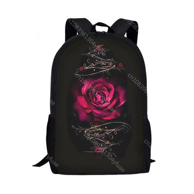 Gothic Rose Pattern School Bags for Girls Teenager Shoulder Backpack Trend College Student Casual Women Travel Bag