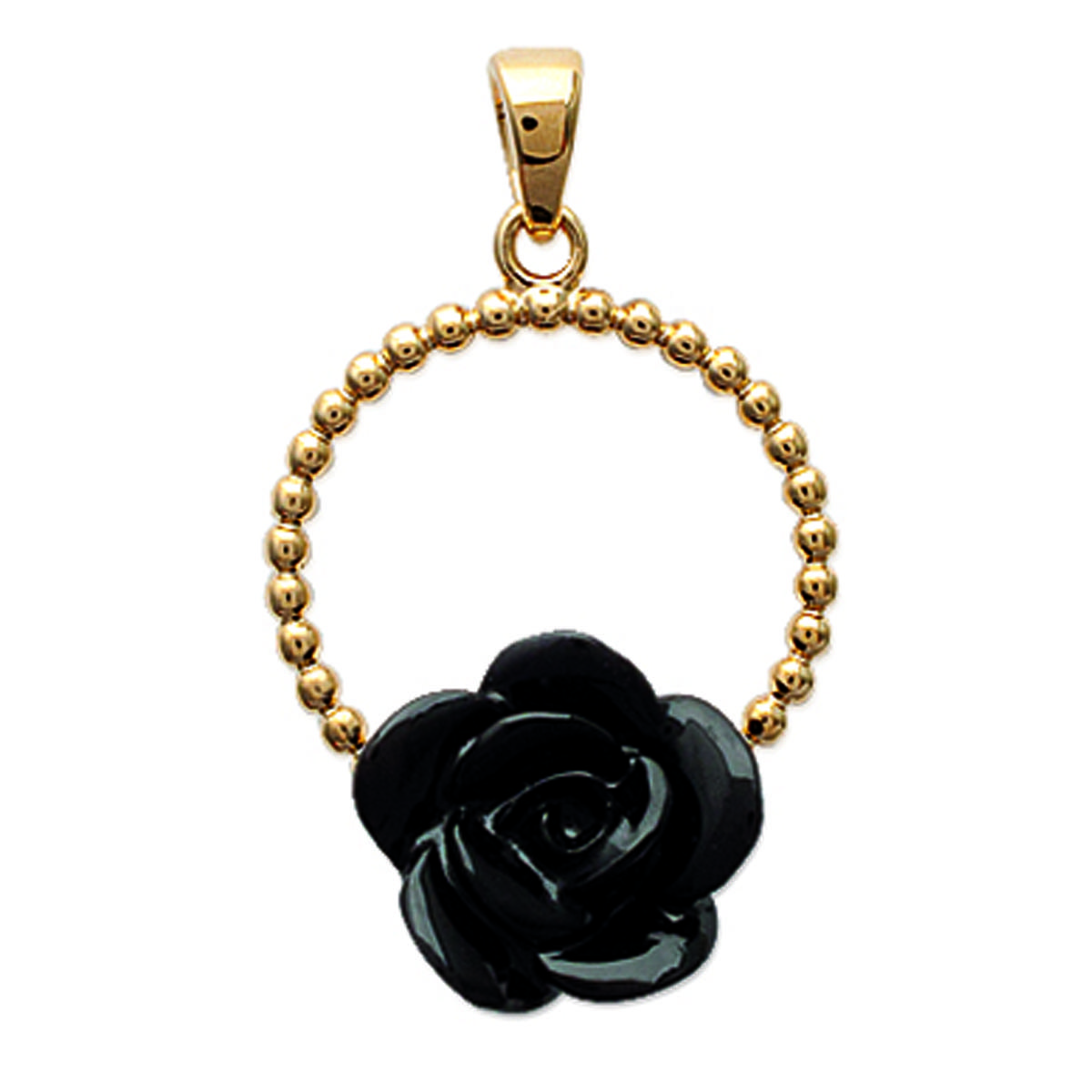 

Les Trésors De Lily [J3090] - позолоченный кулон Rose Noire из черного золота - 17x25 мм