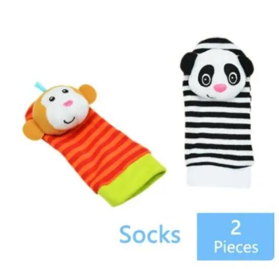 Cartoon Plush Socks Wrist Strap Rattles Baby Toys Newborn Infant Kids Animal Sock Foot Finder Toy Gift Soft Rattle 0-36 Months